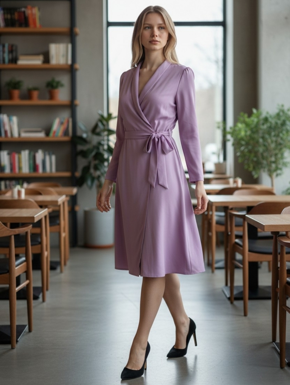 Taylor Lilac Wrap Dress with Belt
